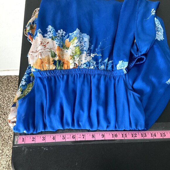 Zara Dress Women S Floral Blooms Off the Shoulder Side Slit Midi Travel Summer - Picture 13 of 15